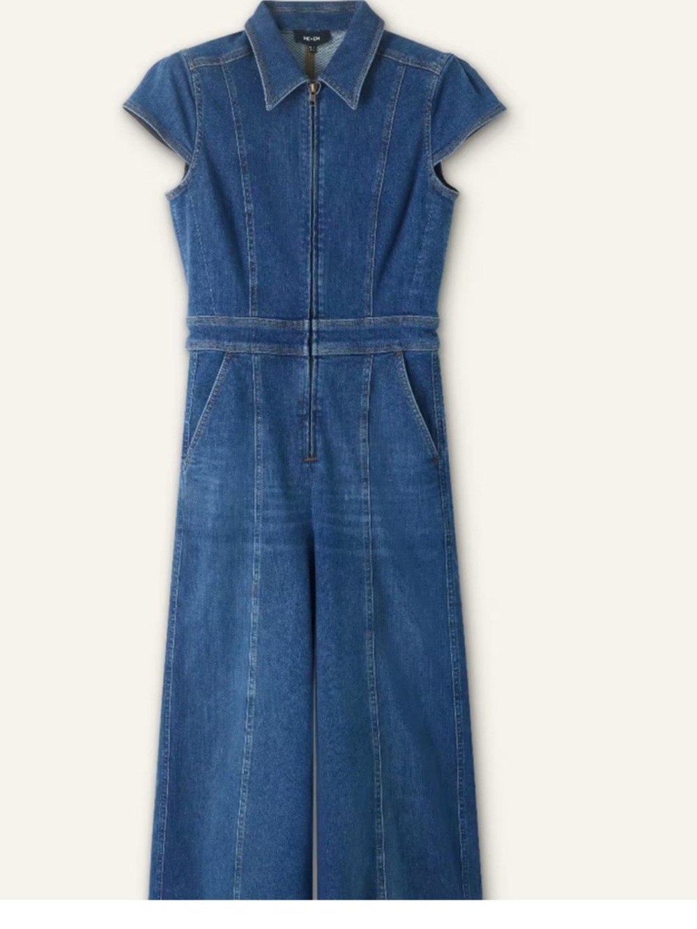 Me+Em Denim travel palazzo stretch jumpsuit size 6 - Picture 2 of 12